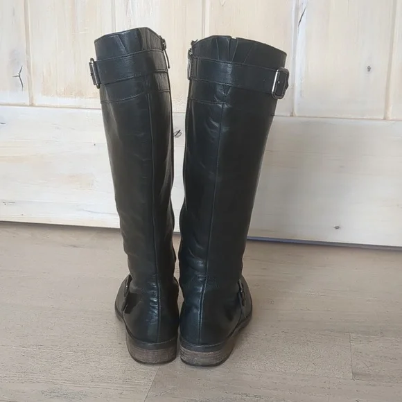 Paul Green Black Leather Knee High Boots 7.5 - Picture 6 of 10